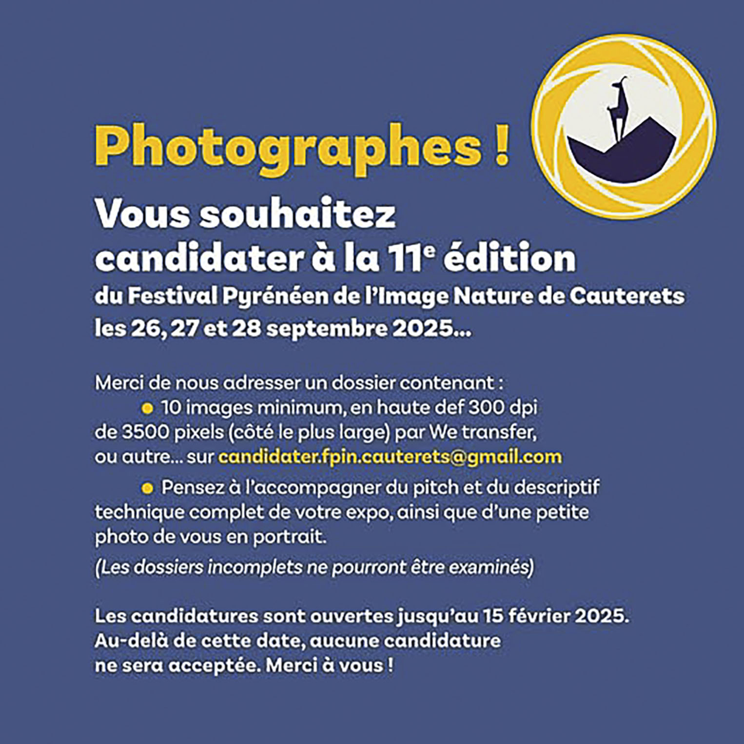 Concours Festival pyrénéen de l'image nature de Cauterets 